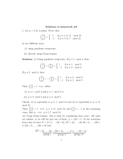 Solutions to homework #8 1. Let p > 3 be a prime. Prove that
