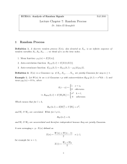 Lecture Chapter 7: Random Process 1 Random Process