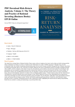 PDF Risk-Return Analysis, Volume 2: The Theory and
