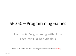SE 350 * Programming Games
