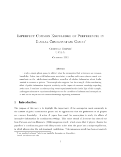 Imperfect Common Knowledge of Preferences in Global