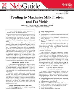 Feeding to Maximize Milk Protein and Fat Yields