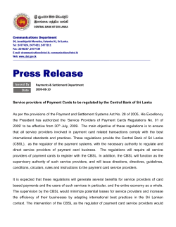 Service providers of Payment Cards to be regulated by the Central