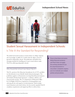 Student Sexual Harassment in Independent