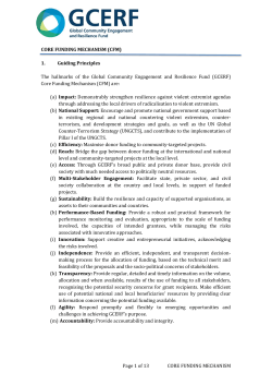 Core Funding Mechanism - Global Community Engagement and
