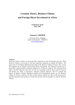 Location Theory, Business Climate and Foreign Direct Investment in