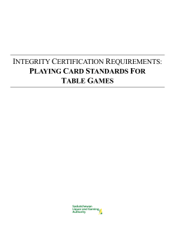 Playing Cards Standards - Saskatchewan Liquor and Gaming