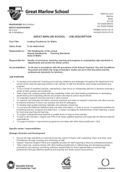 GREAT MARLOW SCHOOL - JOB DESCRIPTION Post Title