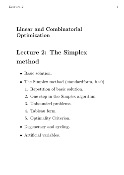 Lecture 2: The Simplex method