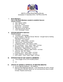 ABATE of Alaska Board Meeting Minutes Scheduled: 01 December