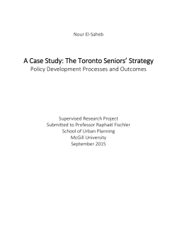 A Case Study: The Toronto Seniors` Strategy