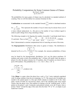 Probability for Some Common Games of Chance