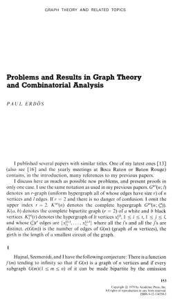 Problems and Results in Graph Theory and Combinatorial Analysis