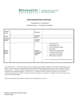 Portfolio Review – Committee Evaluation