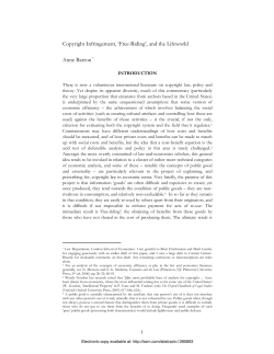 Copyright Infringement, `Free-Riding`, and the Lifeworld Anne Barron*