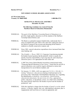 Marlboro (Monmouth) Resolution &ndash; Burden of Proof in Special