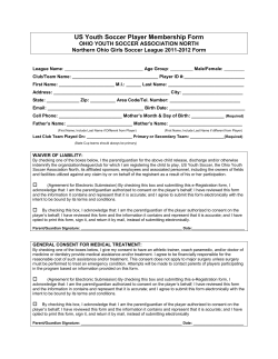US Youth Soccer Player Membership Form