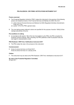 PRA 2017/18 PRA RULEBOOK: CRR FIRMS: NOTIFICATIONS