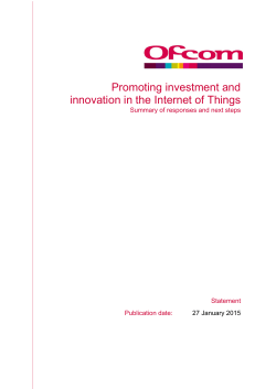 Promoting investment and innovation in the Internet of Things
