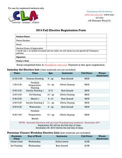 2014 Fall Elective Registration Form