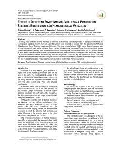 effect of different environmental volleyball practice on