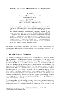 Security of 2t-Root, Identification and Signatures 1 Introduction and