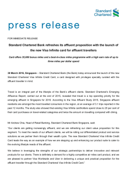 Standard Chartered Bank refreshes its affluent proposition with the