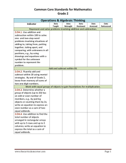 Common Core Standards for Mathematics Grade 2 Operations