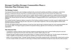 Stronger Families Stronger Communities Phase 2 Outcome Plan