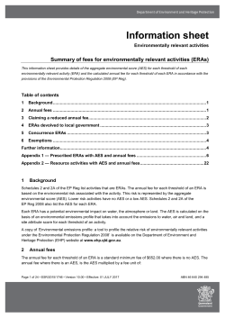 ERAs - Department of Environment and Heritage Protection