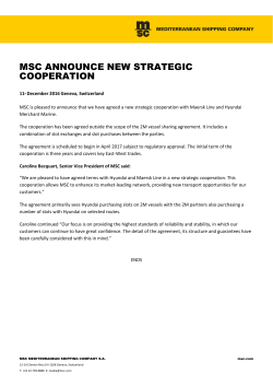 MSC ANNOUNCE NEW STRATEGIC COOPERATION