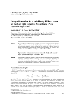 Integral formulas for a sub-Hardy Hilbert space on