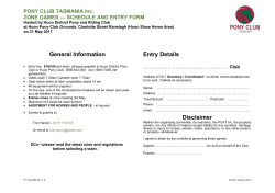 Northern Zone Games*Entry Form