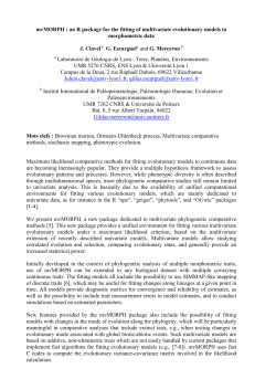 mvMORPH : an R package for the fitting of multivariate evolutionary
