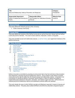 Sexual and Relationship Violence Prevention and Response Policy