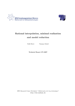 Rational interpolation, minimal realization and model reduction