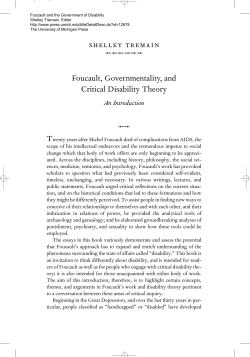 shelley tremain Foucault, Governmentality, and Critical