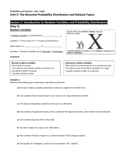 Unit 5: The Binomial Probability Distribution and Related Topics