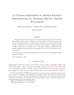 A characterization of single-peaked preferences via random social