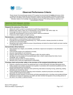 Observed Performance Criteria - Canadian Physiotherapy Association