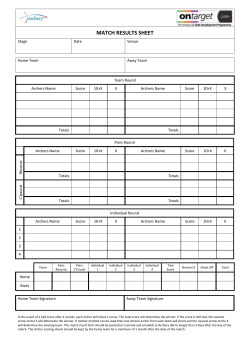 Competition Match Result Sheet