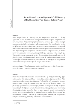 Some Remarks on Wittgenstein`s Philosophy of Mathematics: The