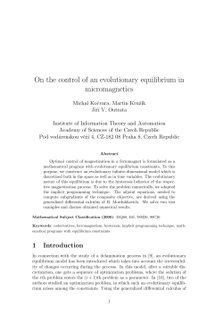 On the control of an evolutionary equilibrium in micromagnetics