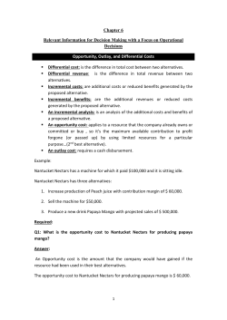 Chapter 6 Relevant Information for Decision Making with a Focus on