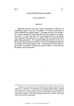 AGENTS PROSECUTING AGENTS Larry E. Ribstein* Significant