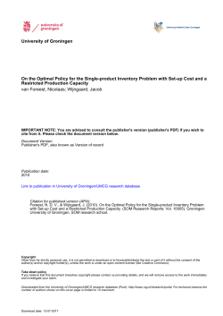 University of Groningen On the Optimal Policy for the Single