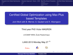 Certified Global Optimization using Max-Plus based