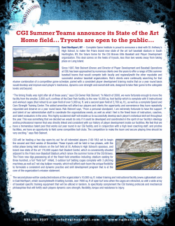 CGI Summer Teams announce its State of the Art Home field