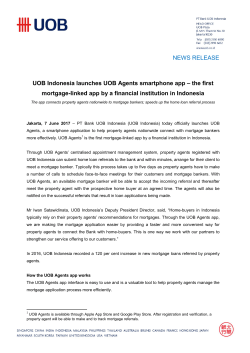 NEWS RELEASE UOB Indonesia launches UOB Agents
