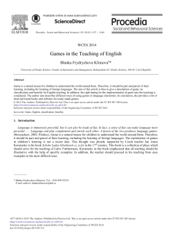 Games in the Teaching of English (PDF Available)